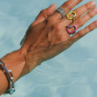 Carabine Ring in silver and fuchsia