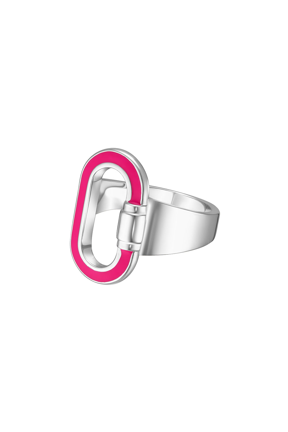 Carabine Ring in silver and fuchsia