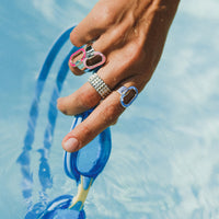 Carabine Ring in silver and fuchsia