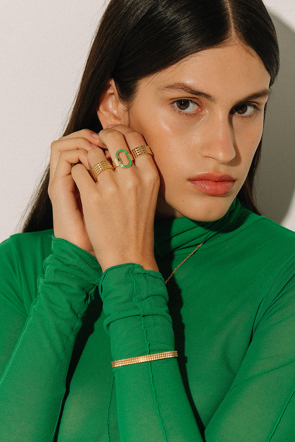 Carabine Ring in gold and green