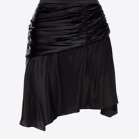 Mini ruched satin skirt