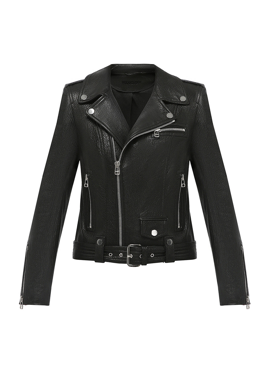 Classic leather biker jacket in black