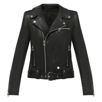 Classic leather biker jacket in black