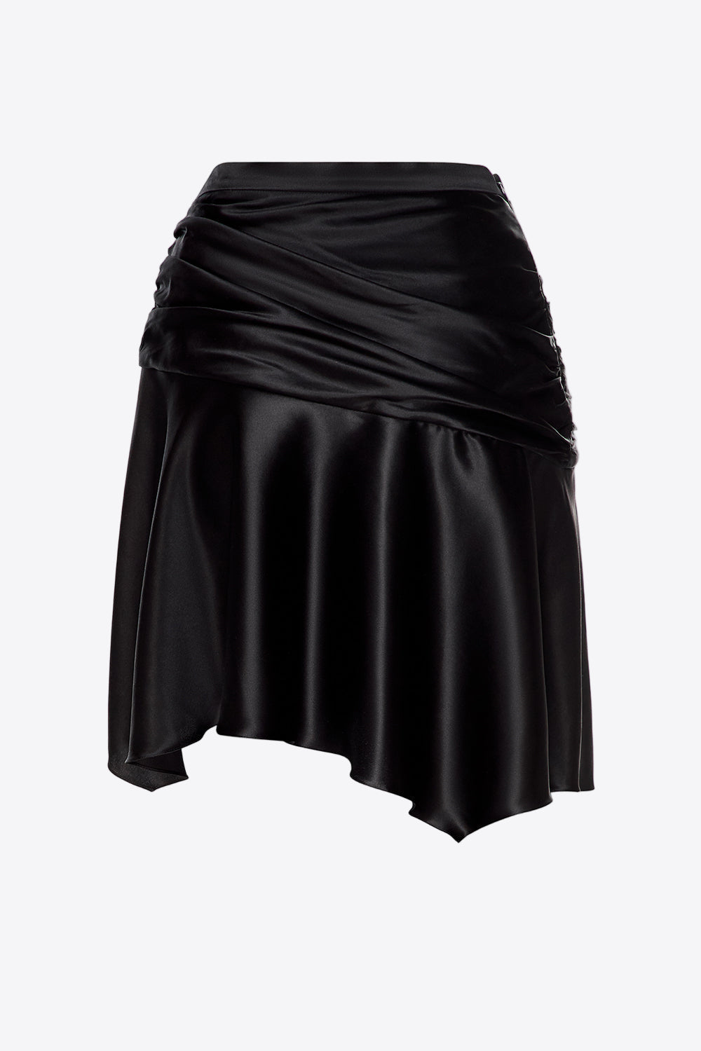 Mini ruched satin skirt