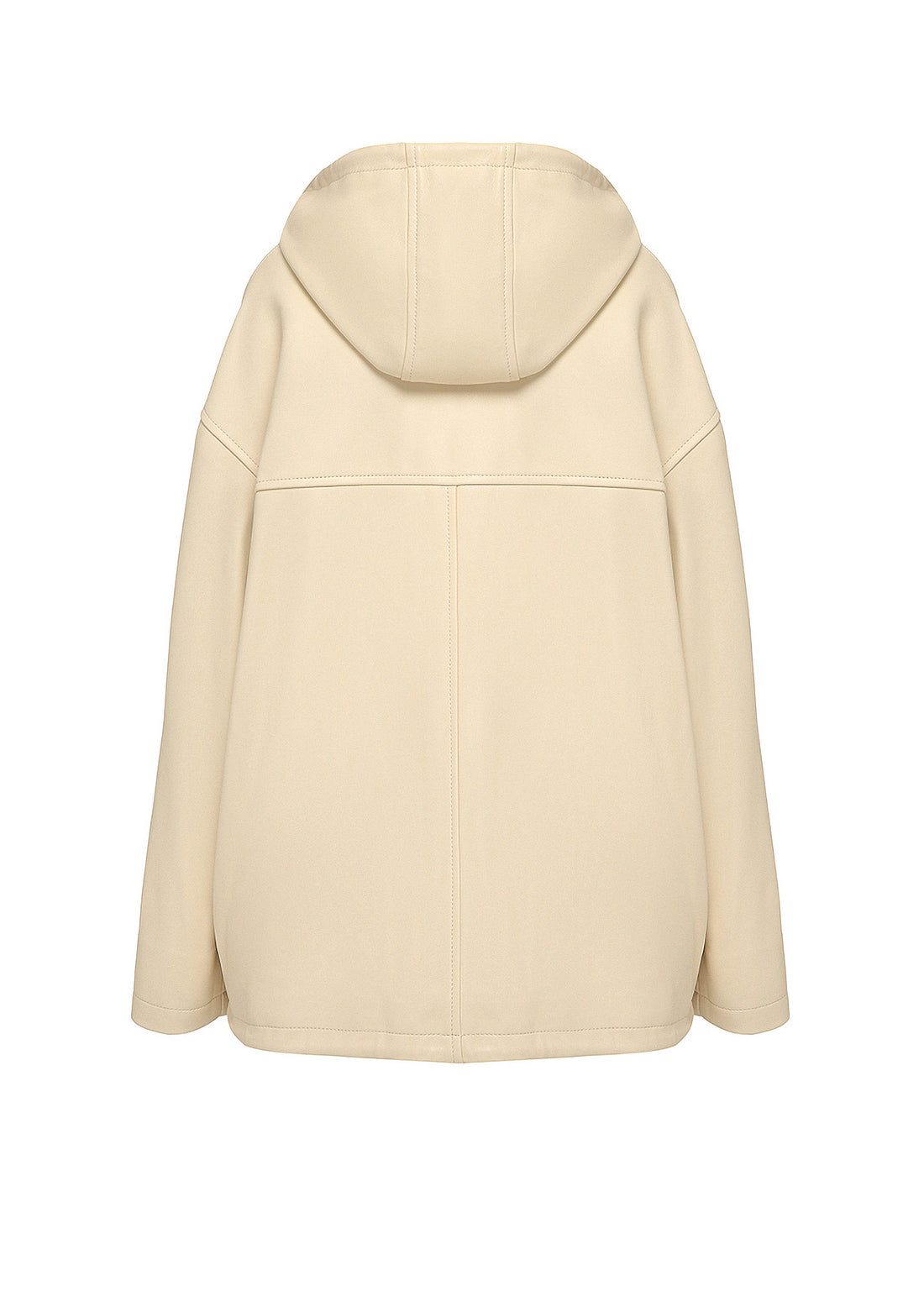 Hooded leather bomber jacket in milk
