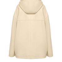 Hooded leather bomber jacket in milk