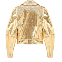 Leather biker jacket in gold