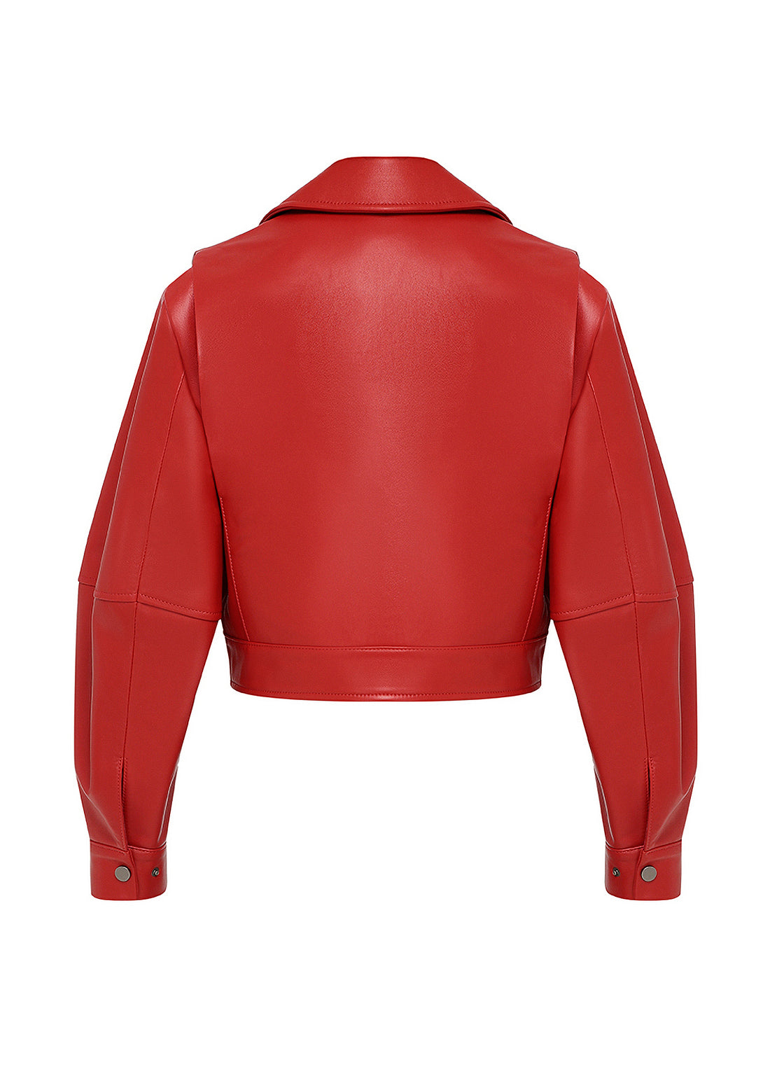 Leather biker jacket in red
