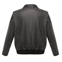 Leather Bomber Jacket with Pockets