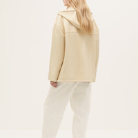 Hooded leather bomber jacket in milk