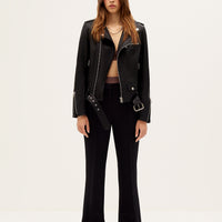 Classic leather biker jacket in black