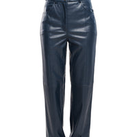 Eco Leather Trouser in Navy Blue
