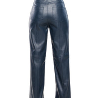 Eco Leather Trouser in Navy Blue