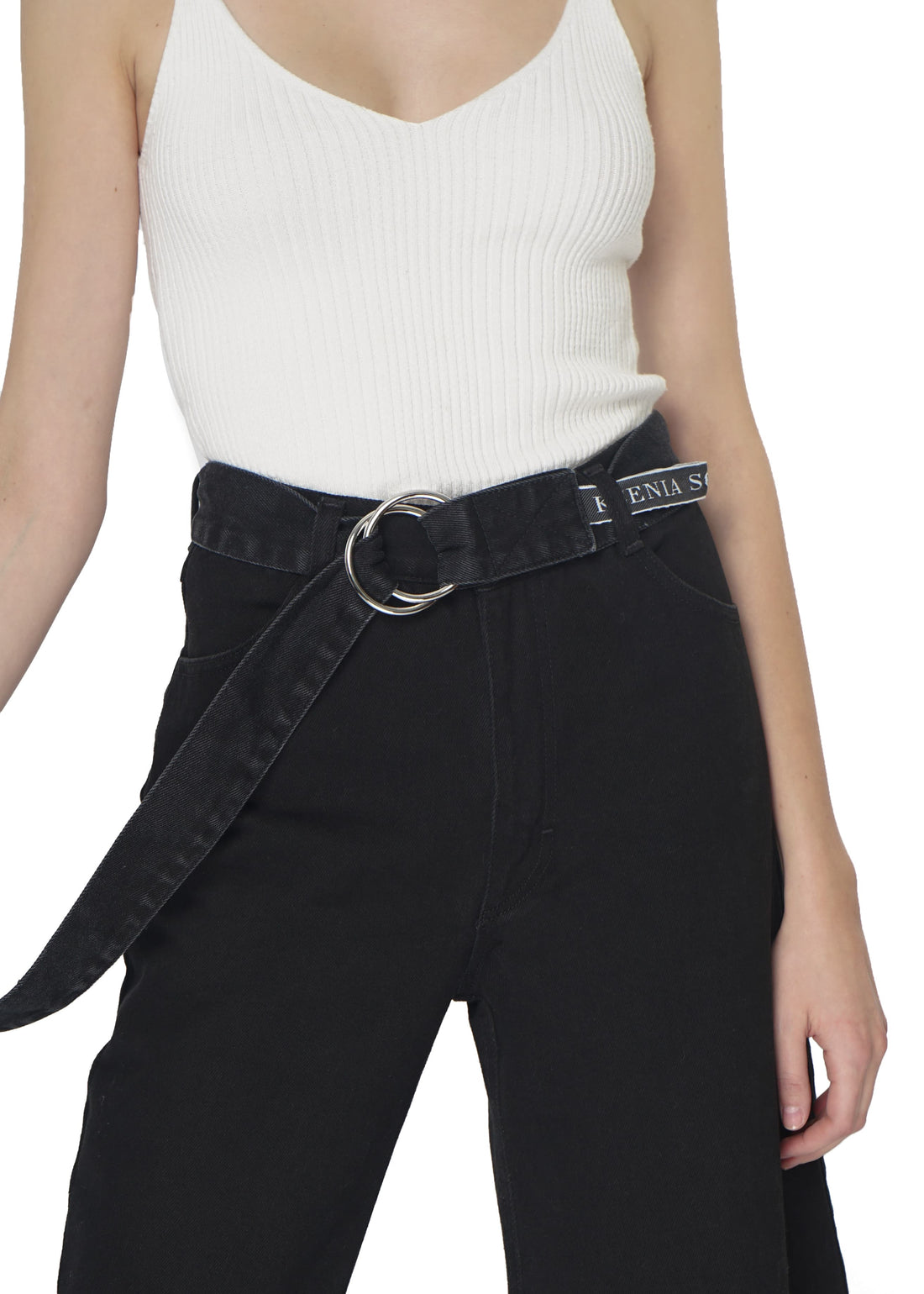 Asymmetric jeans in black