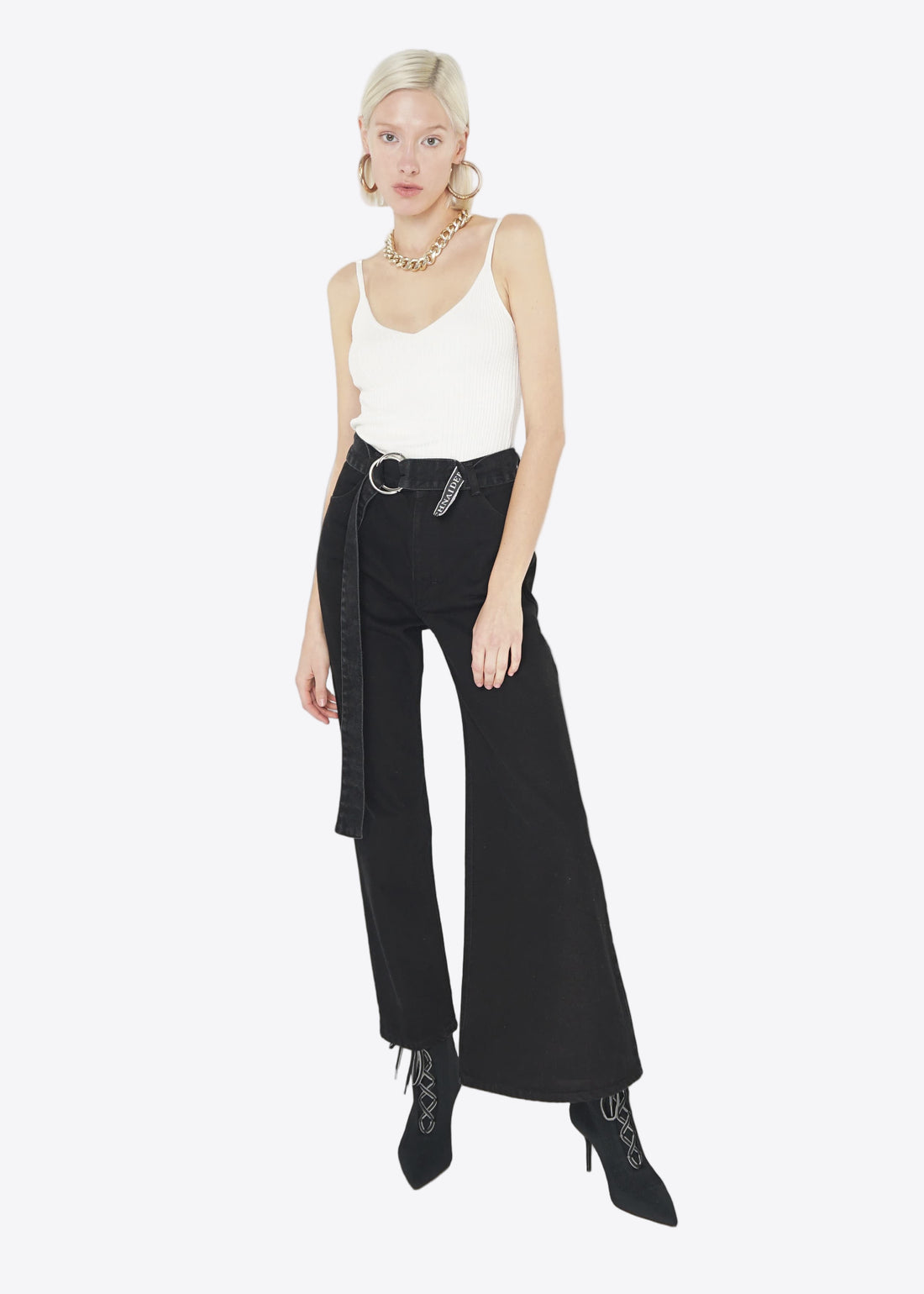 Asymmetric jeans in black