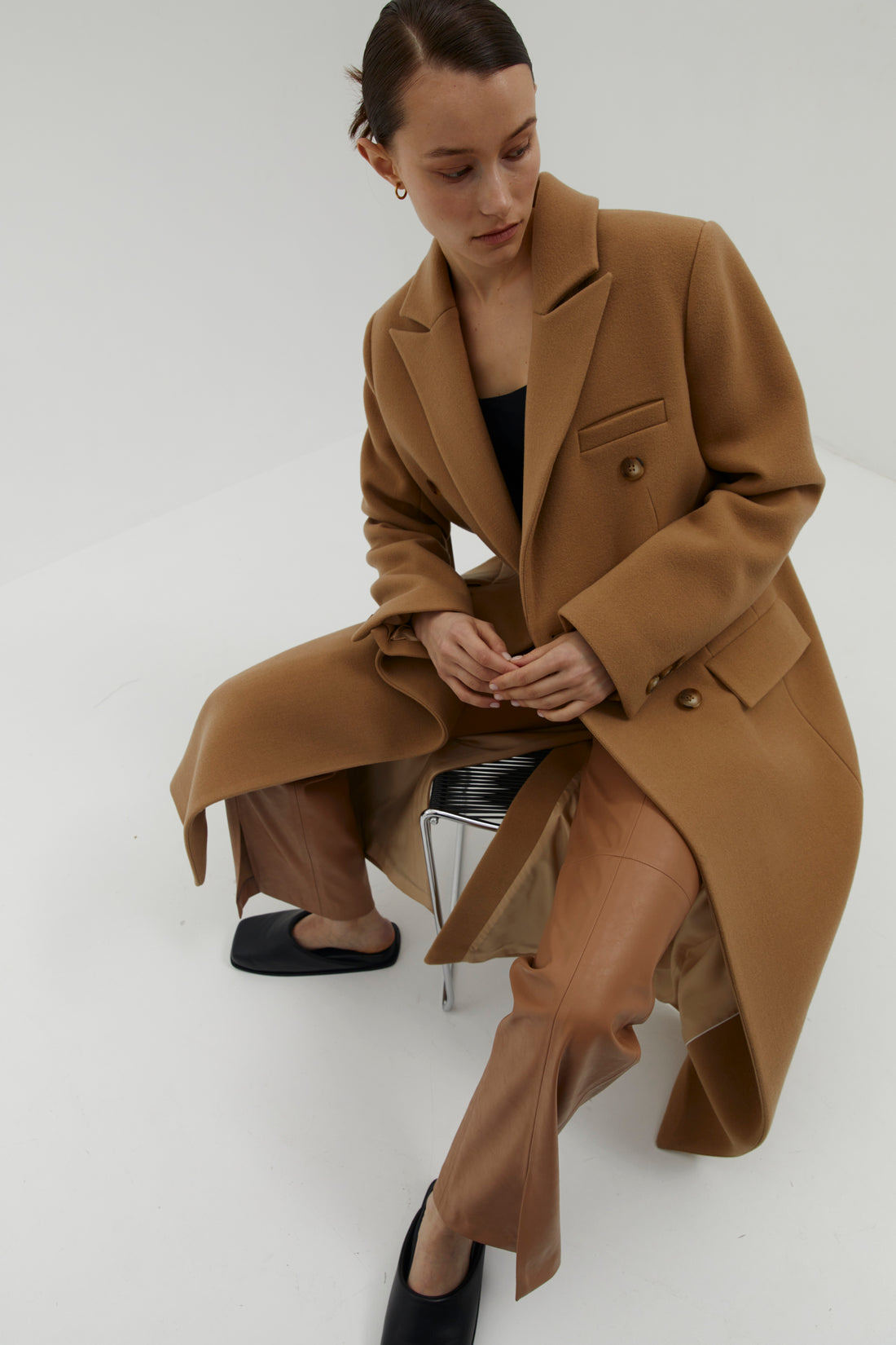 Eco Leather Trouser in Caramel