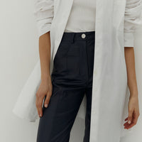 Eco Leather Trouser in Navy Blue