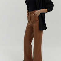 Eco Leather Trouser in Caramel