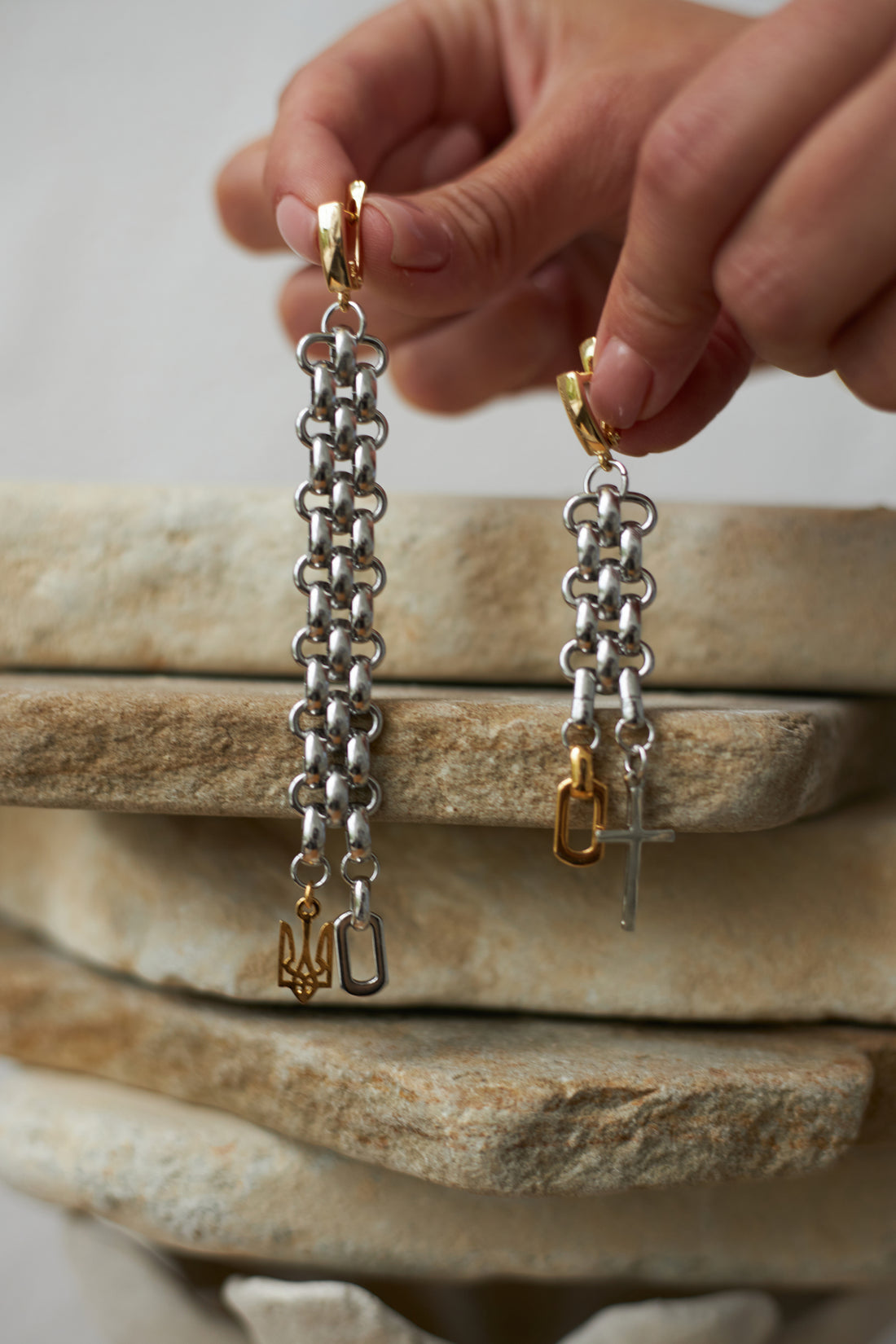 Steel Trident Earrings