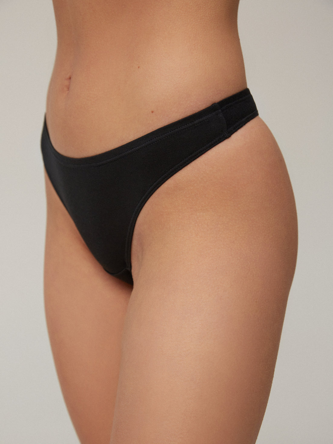 Black low rise thong