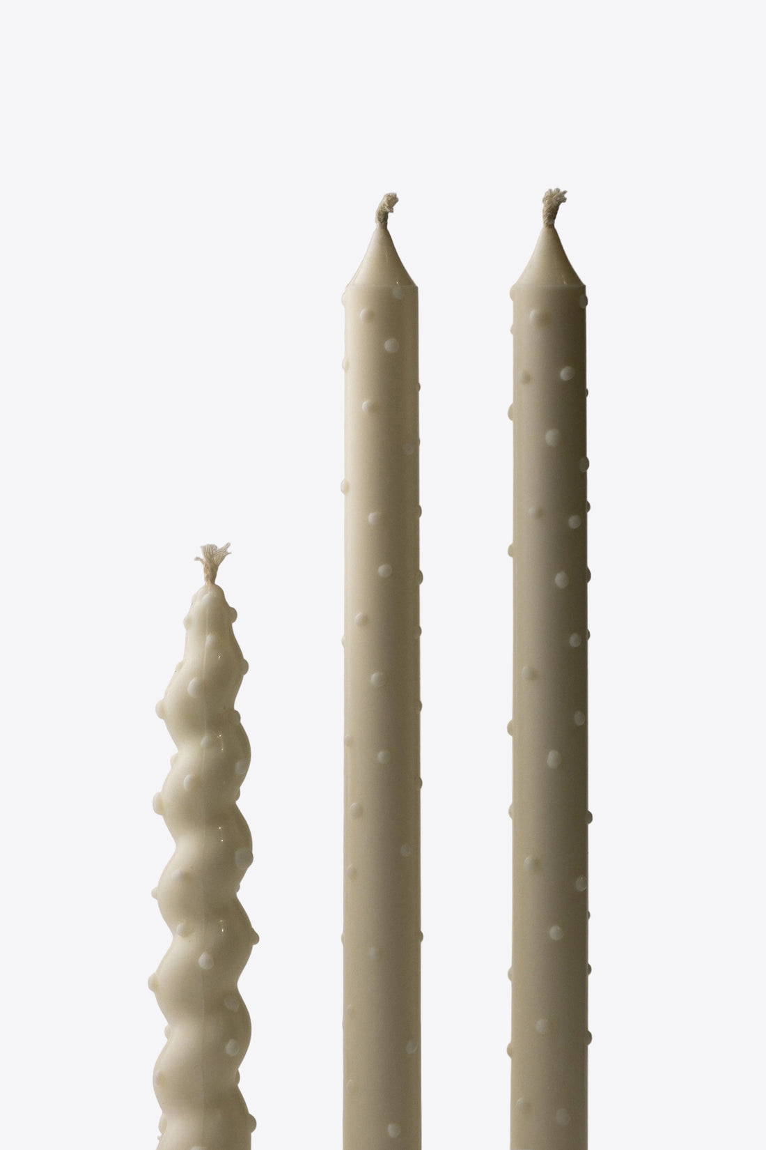 Dotted Taper Candles in white
