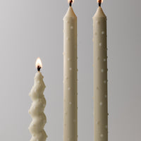 Dotted Taper Candles in white