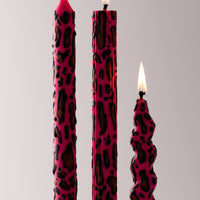 Pink Leopard Taper Candles