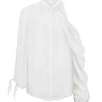 Chiffon silk shirt with open shoulder