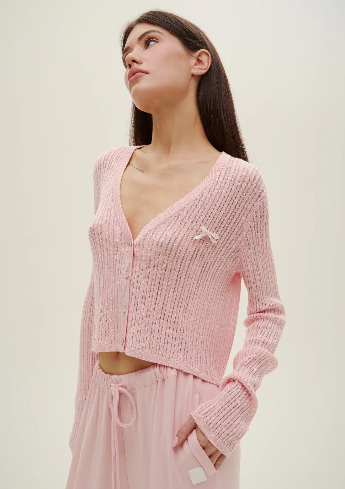 Knitted Cardigan In Pink
