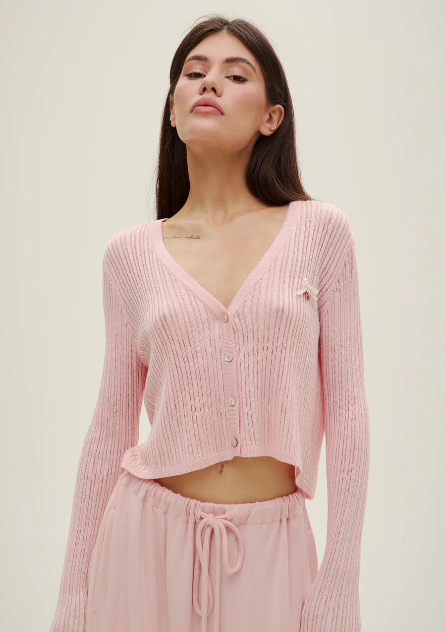 Knitted Cardigan In Pink
