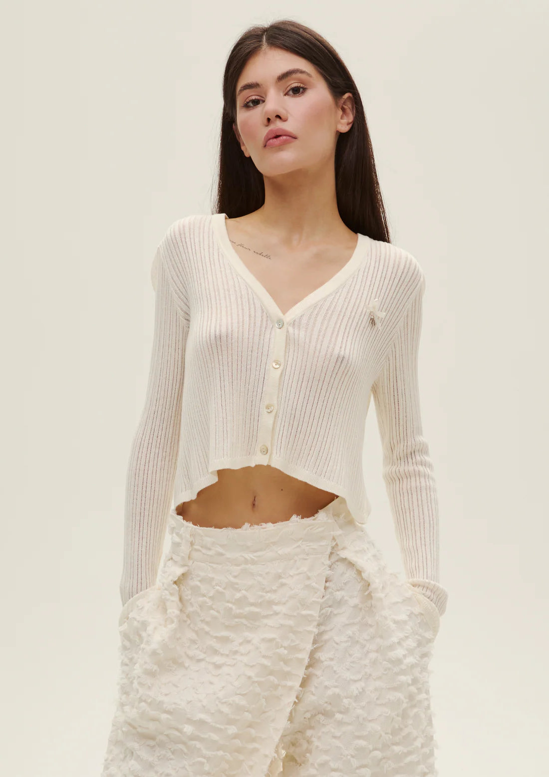 Knitted Cardigan In Almond Milk