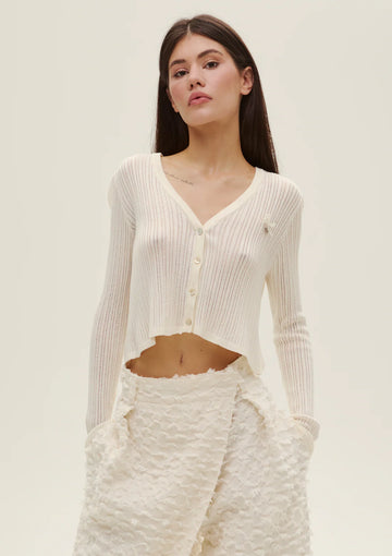 Knitted Cardigan In Almond Milk