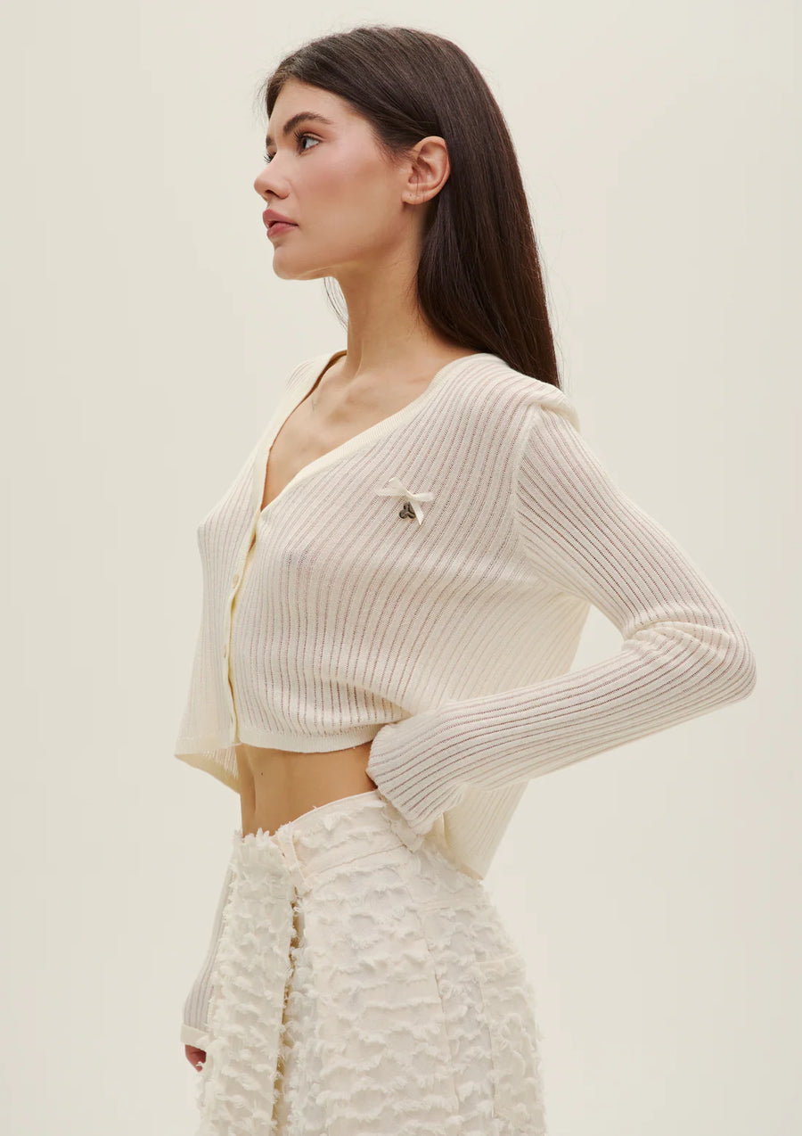 Knitted Cardigan In Almond Milk