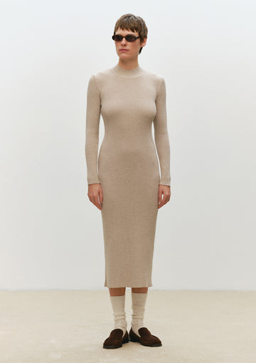 Ribbed Knit Dress in sand