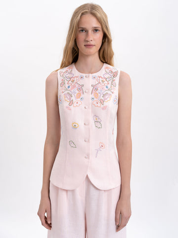 Agrus embroidered vest in pink