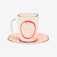 Horseman Tea Cup and Pink Saucer Set