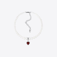Pearls Choker With Red Heart