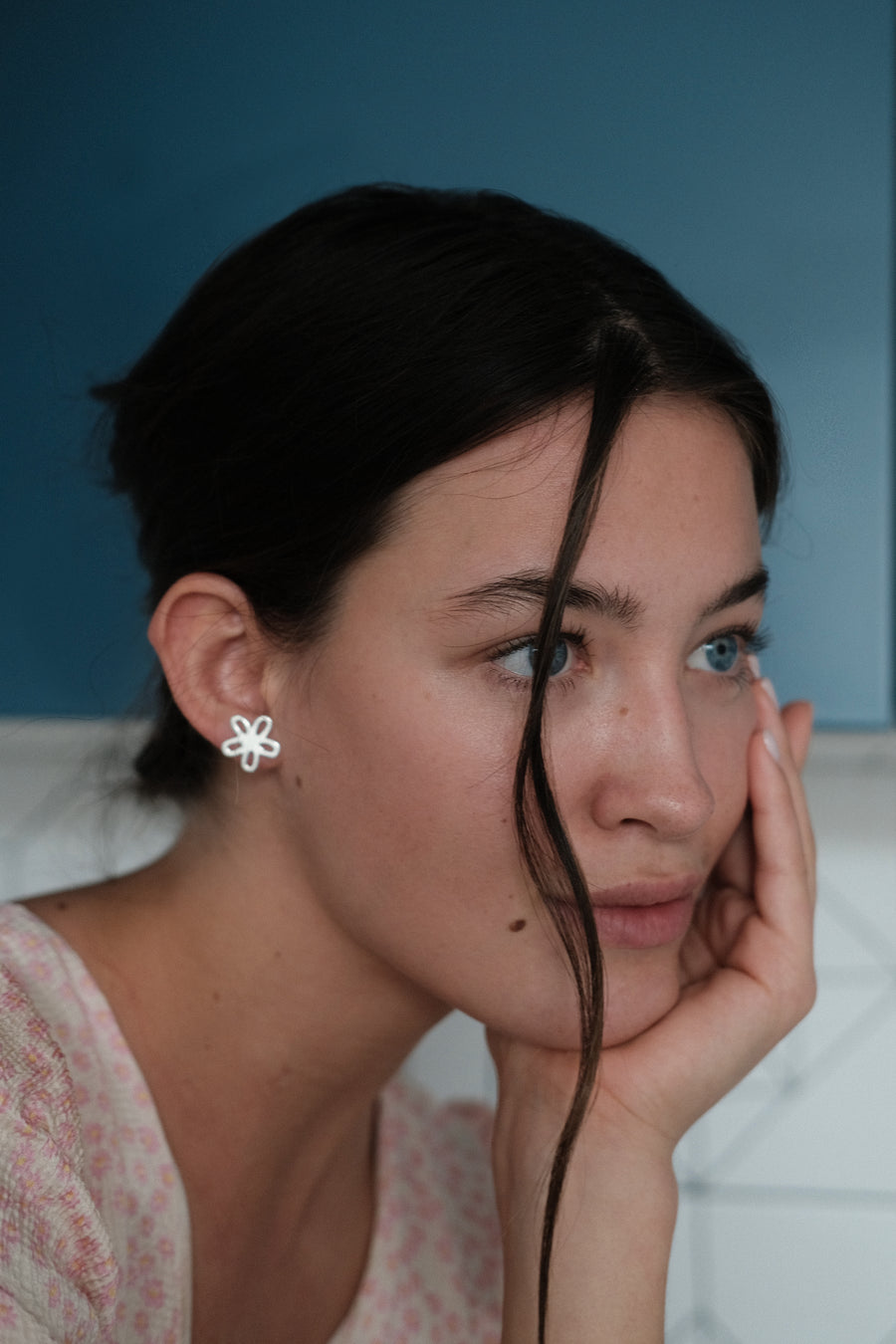 Flower Earrings in silver