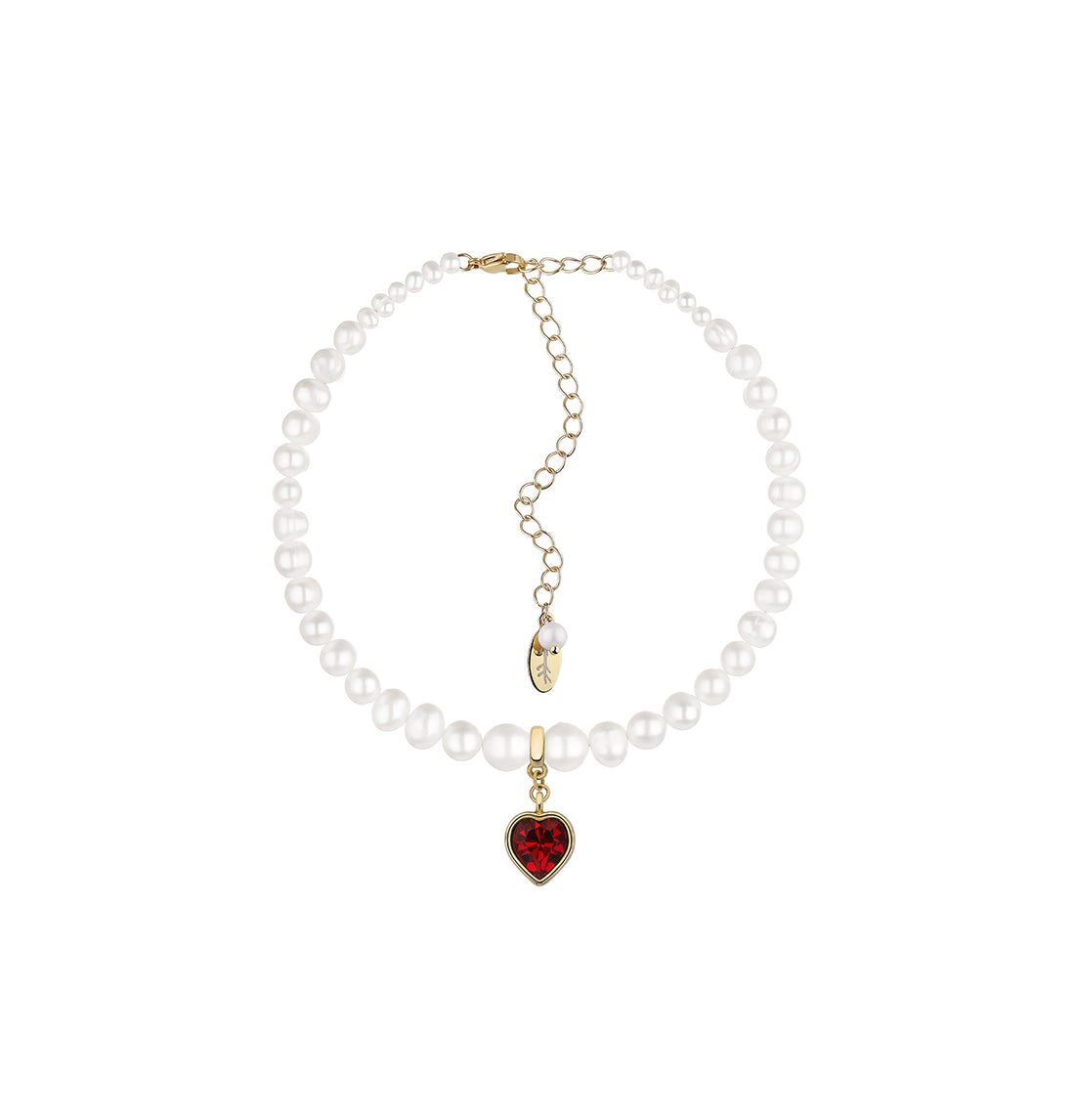 Pearls Choker With Red Heart