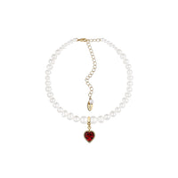Pearls Choker With Red Heart