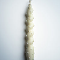 Dotted Taper Candles in white