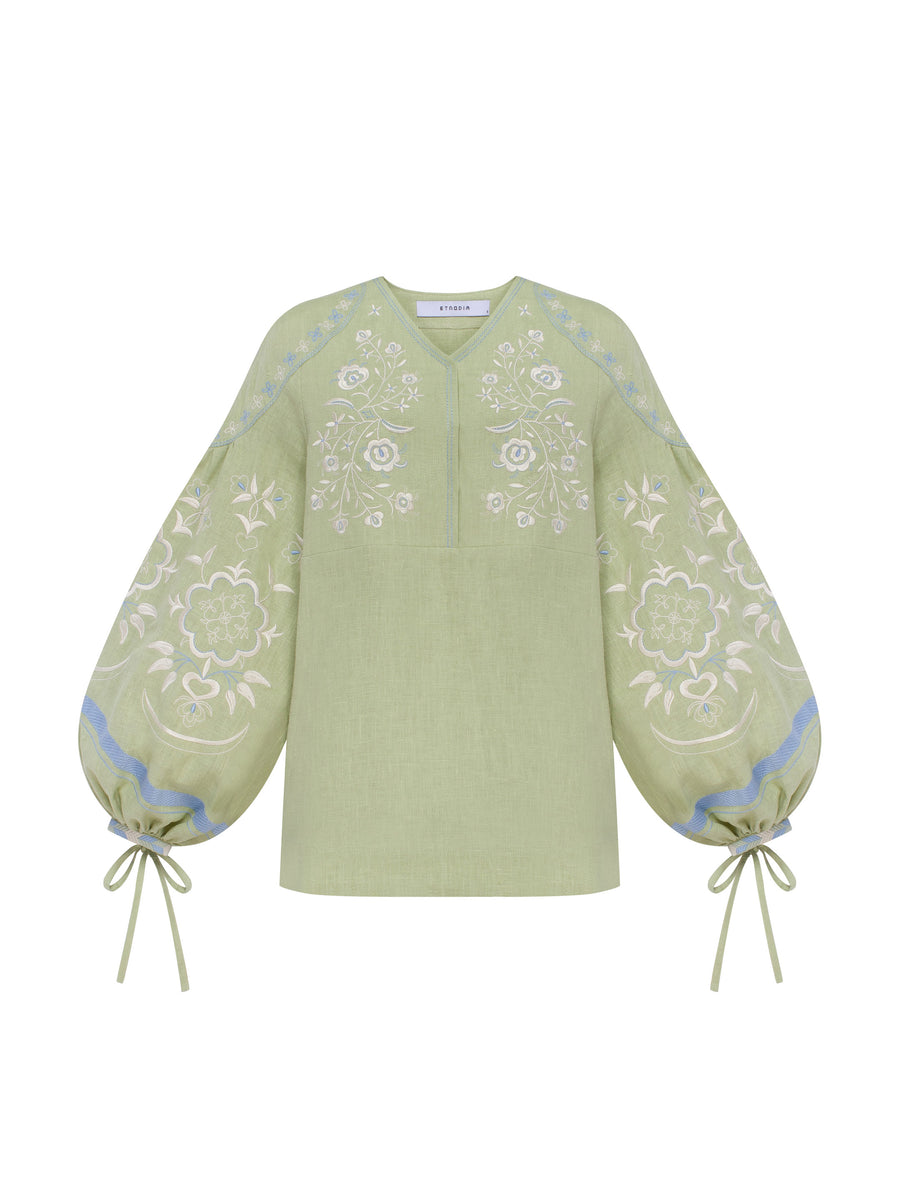 Örnek Vyshyvanka Shirt in soft green