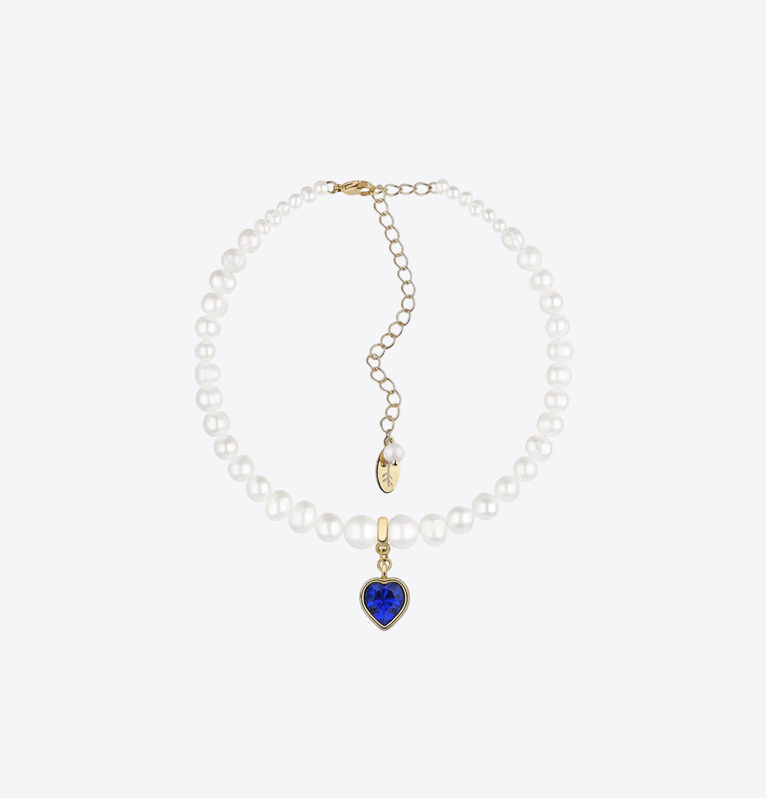 Pearls Choker With Blue Heart