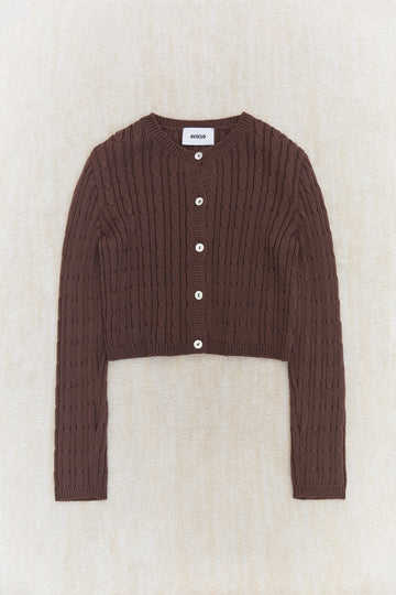 Brown Crewneck Cardigan