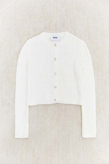 White Crewneck Cardigan