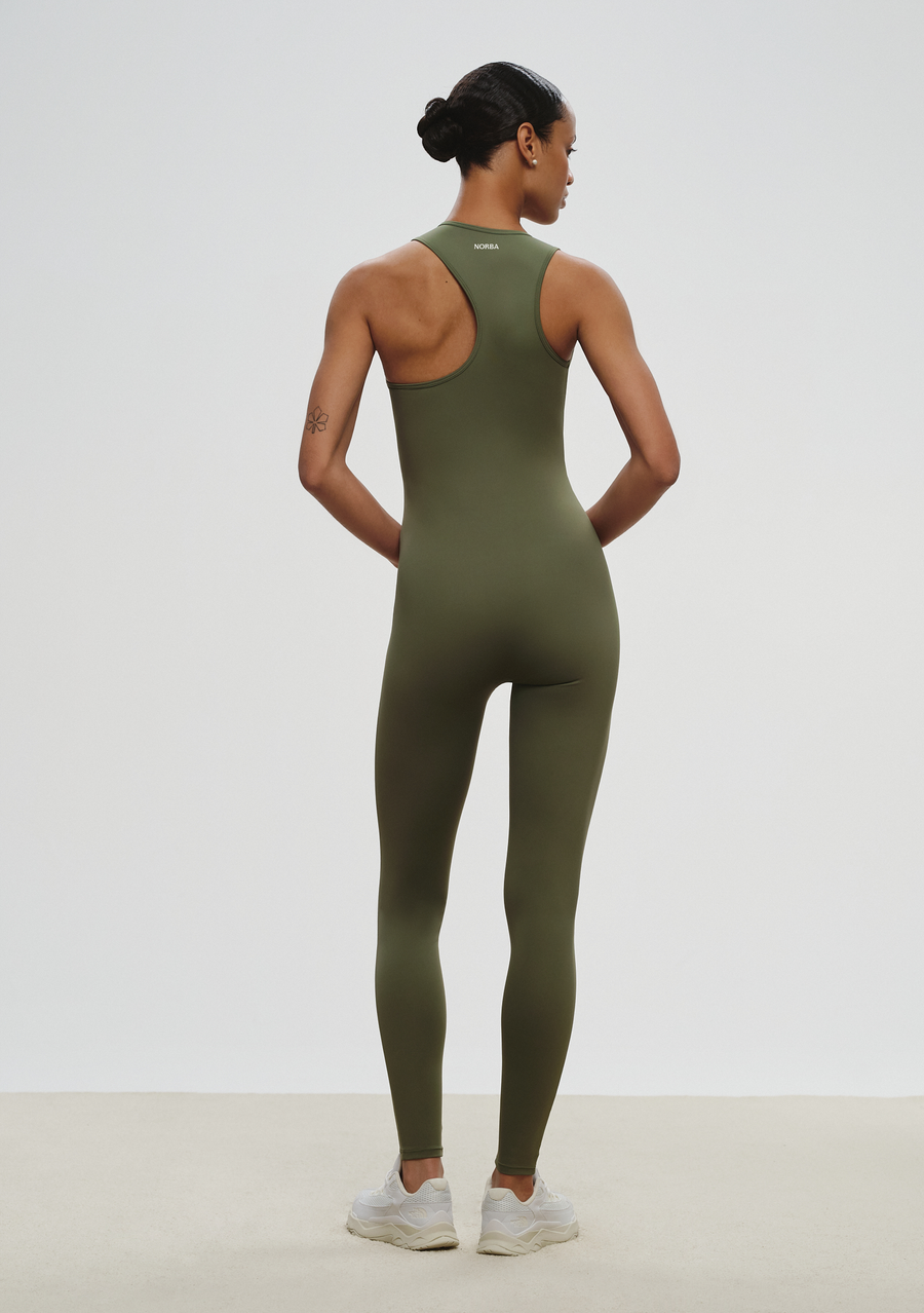 Asymmetric Leotard in sage