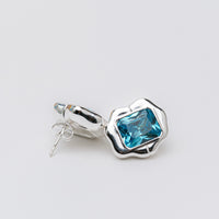 Molten Frame Studs in aquamarine