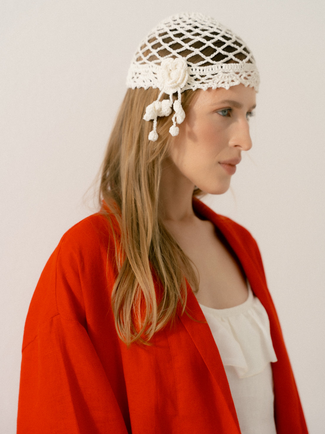 Lace-knit Flowers Beanie