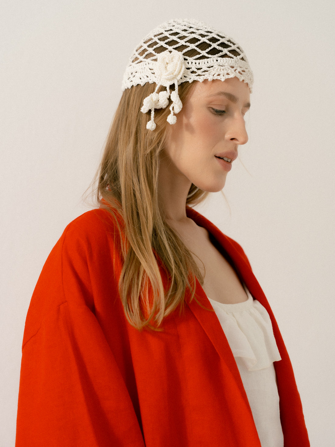 Lace-knit Flowers Beanie
