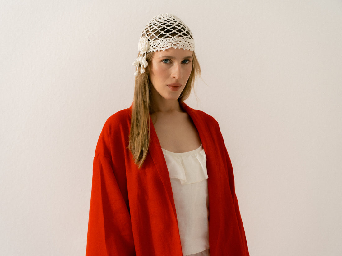 Lace-knit Flowers Beanie